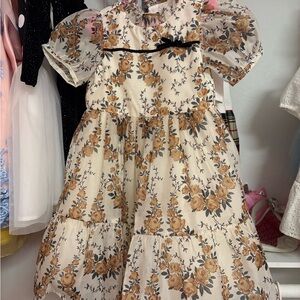 Janie and Jack Cream Embellished Tiered Sundress with Peter Pan Collar